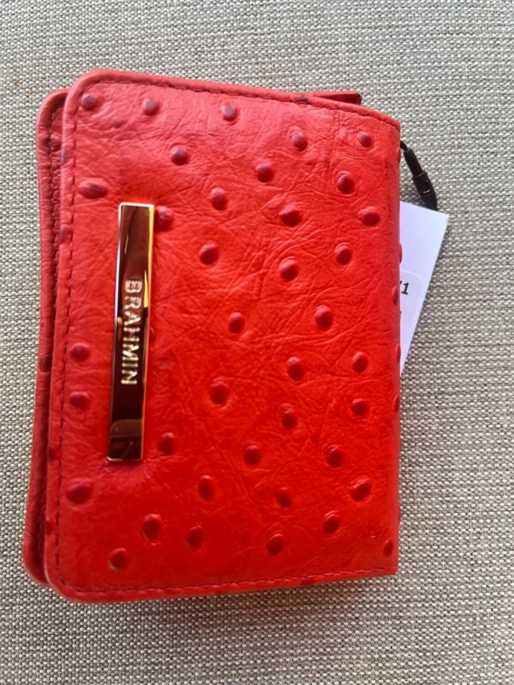 NWT Brahmin SET FLAME ALLOVER OSTRICH Medium Asher & MiNI KAY Wallet